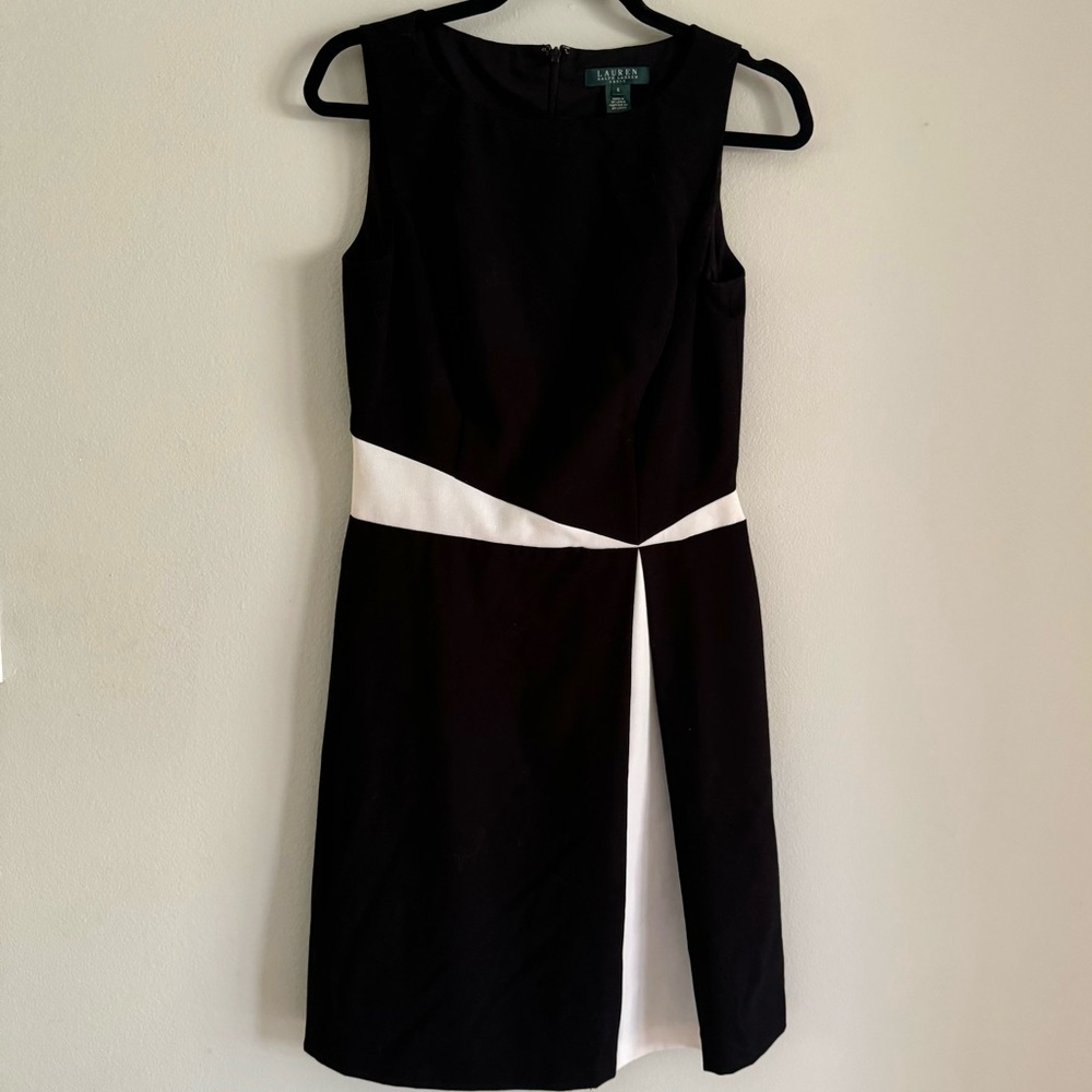 Lauren Ralph Lauren LRL Sleeveless Geometric Black & White Midi Dress, Size 6